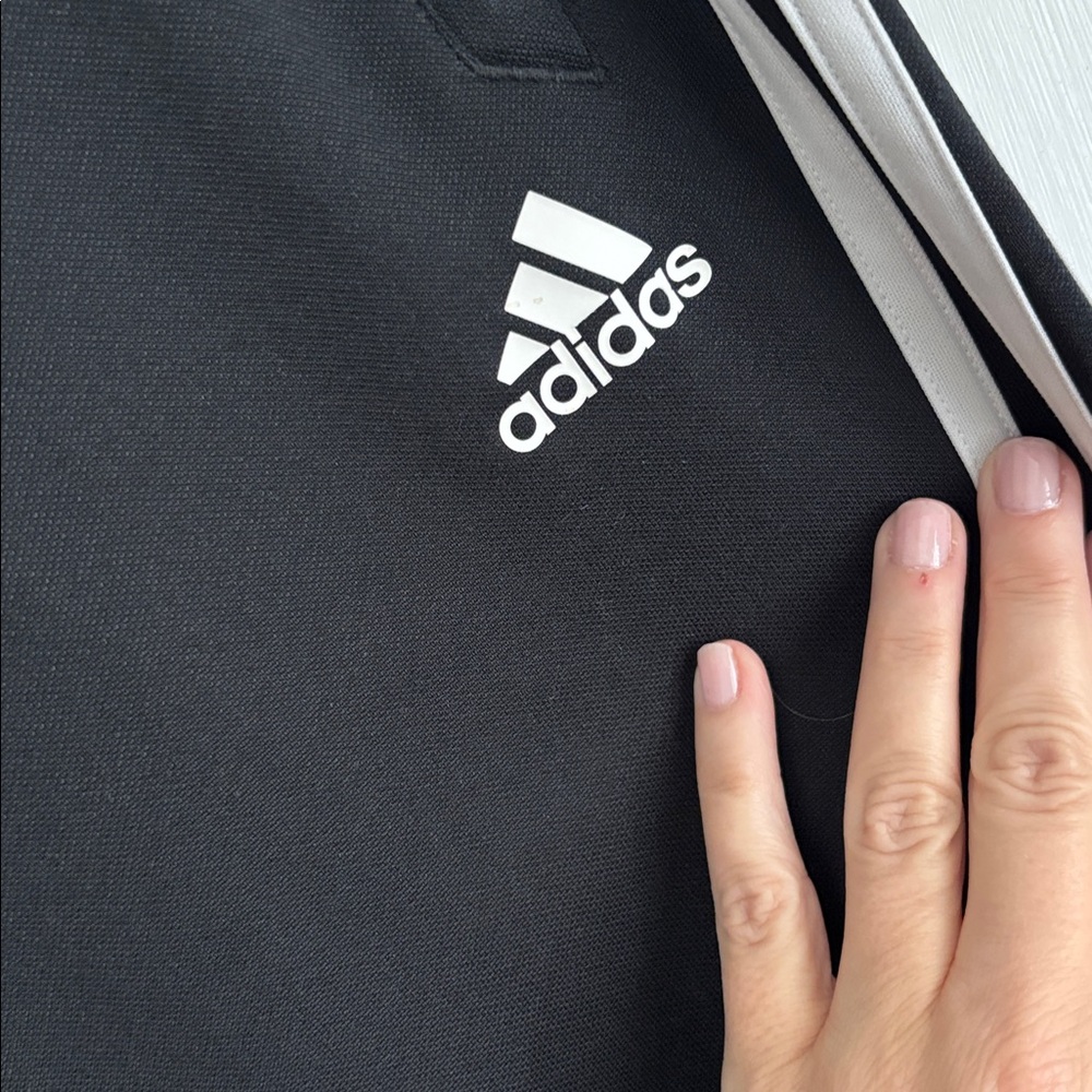 adidas Black Track Pants with White Three-Stripes